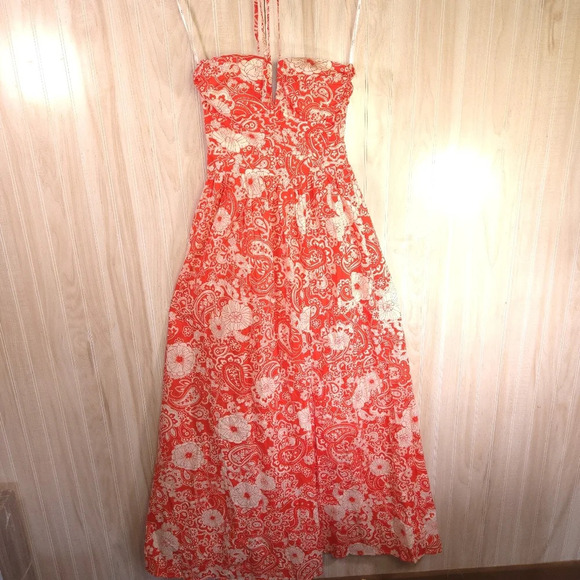 Lulus Dresses & Skirts - Lulus If You Breeze Red Paisley Print Halter Maxi Dress 100% Cotton Size Small